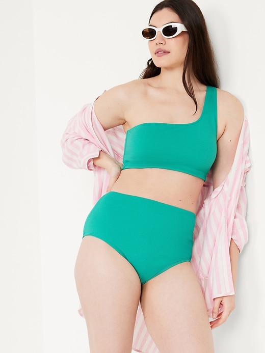 Image number 3 showing, High-Waisted French-Cut Puckered Bikini Swim Bottoms