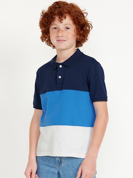 View large product image 1 of 3. Short-Sleeve Color-Block Pique Polo Shirt for Boys