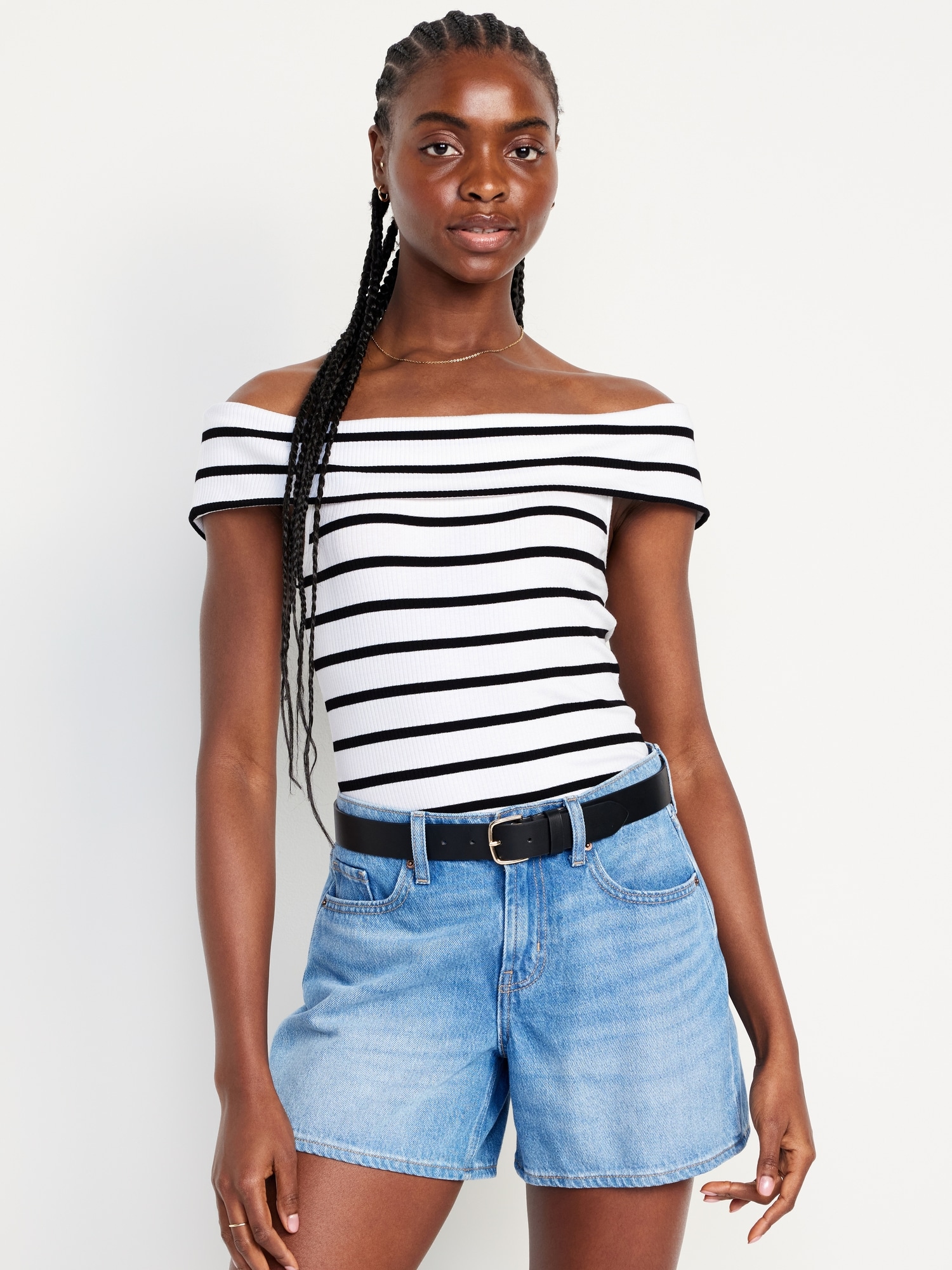 Off-the-Shoulder Ribbed Top
