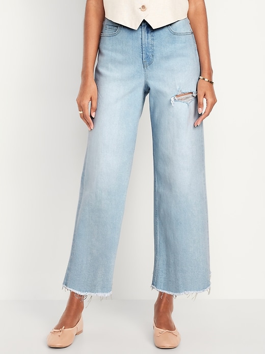 Image number 2 showing, Extra High-Waisted Wide-Leg Crop Jeans