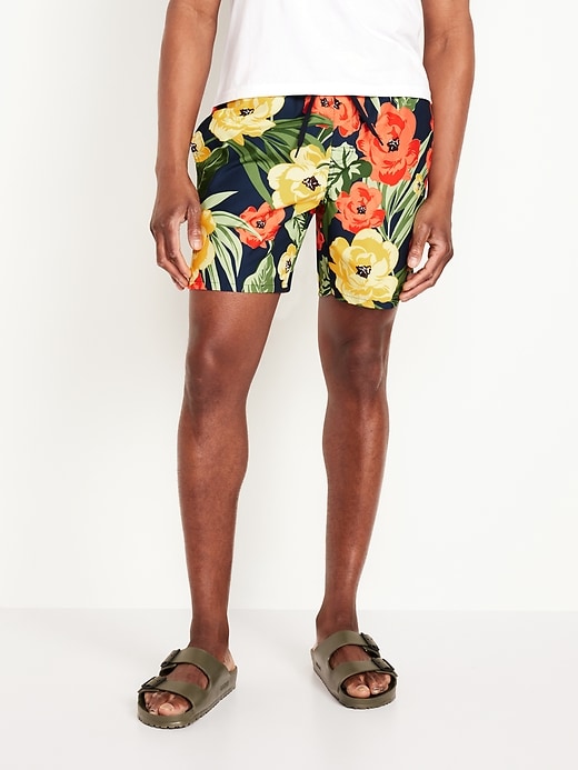 Image number 1 showing, Printed Swim Trunks -- 7-inch inseam