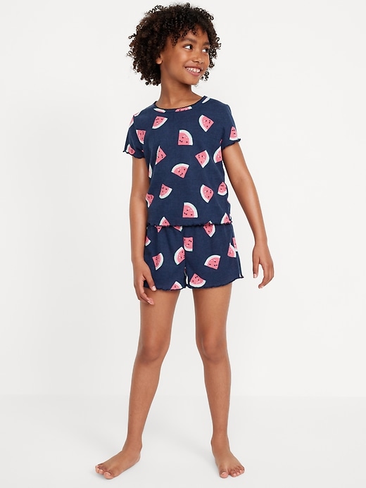 View large product image 1 of 3. Printed Rib-Knit Pajama Top and Shorts Set for Girls
