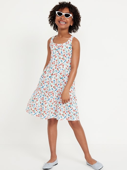 View large product image 1 of 3. Printed Sleeveless Tiered Dress for Girls