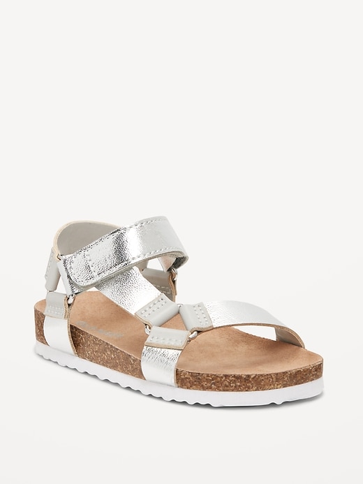 View large product image 1 of 4. Metallic Faux-Leather Strap Sandals for Toddler Girls