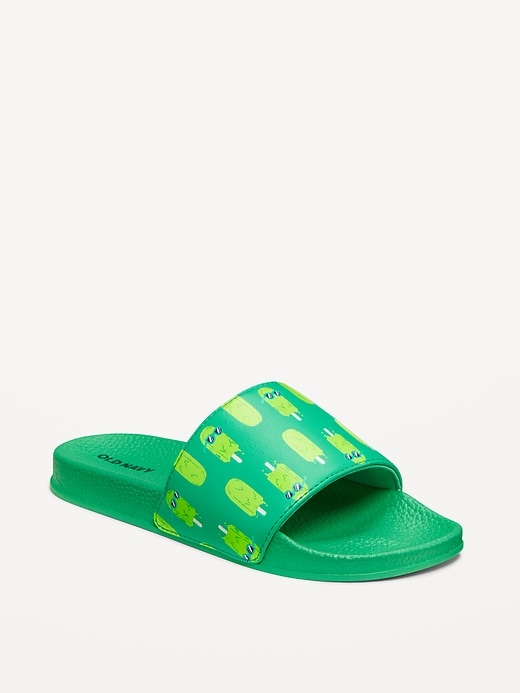 View large product image 1 of 5. Printed Faux-Leather Pool Slide Sandals for Boys