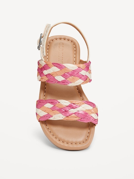 View large product image 2 of 4. Raffia Double-Strap Sandals for Toddler Girls