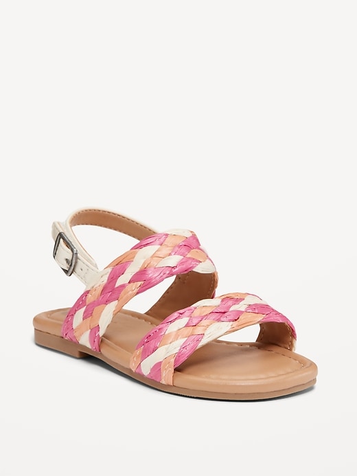 View large product image 1 of 4. Raffia Double-Strap Sandals for Toddler Girls
