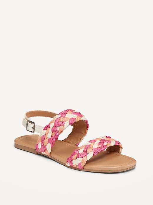 View large product image 1 of 4. Raffia Double-Strap Sandals for Girls