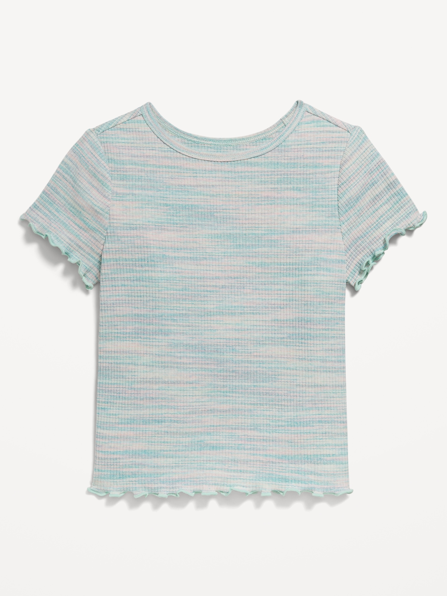 Short-Sleeve Lettuce-Edge T-Shirt for Toddler Girls