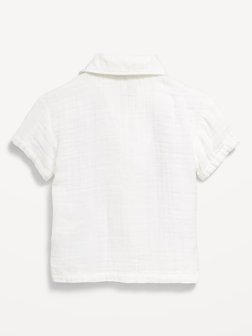 View large product image 2 of 2. Short-Sleeve Textured Double-Weave Camp Shirt for Baby