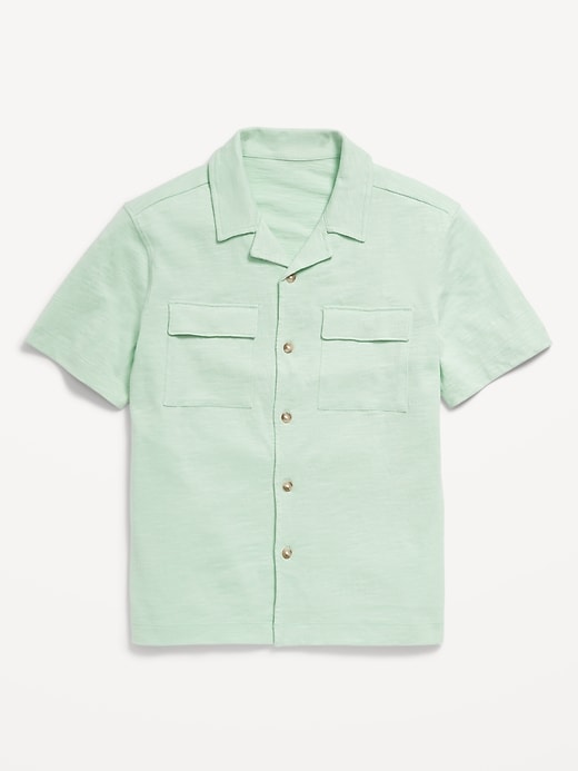 View large product image 2 of 3. Short-Sleeve Soft-Knit Utility Pocket Shirt for Boys