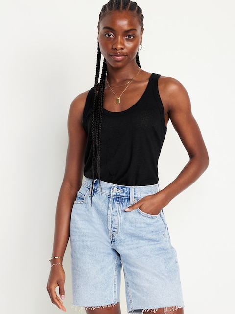 Linen-Blend Tank Top