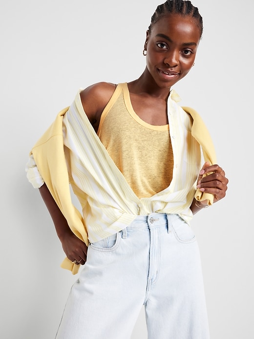 Image number 3 showing, Sleeveless Linen-Blend Top