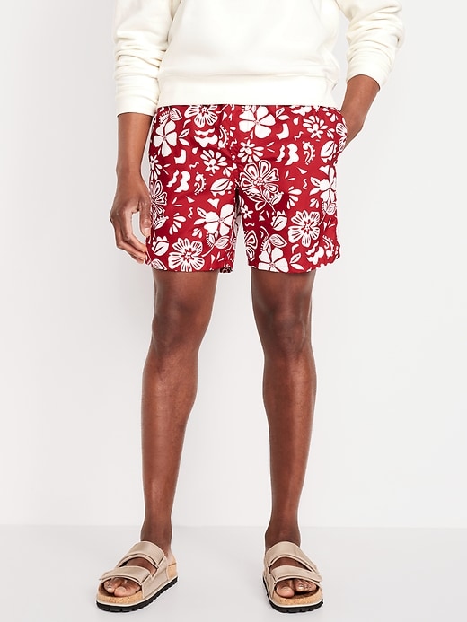 Image number 1 showing, Printed Swim Trunks -- 7-inch inseam