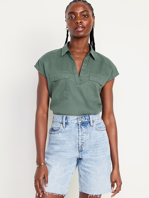 Image number 1 showing, Dolman-Sleeve Utility Top