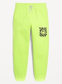 View large product image 4 of 5. Gender-Neutral Fleece Cinched Graphic Jogger Sweatpants for Kids