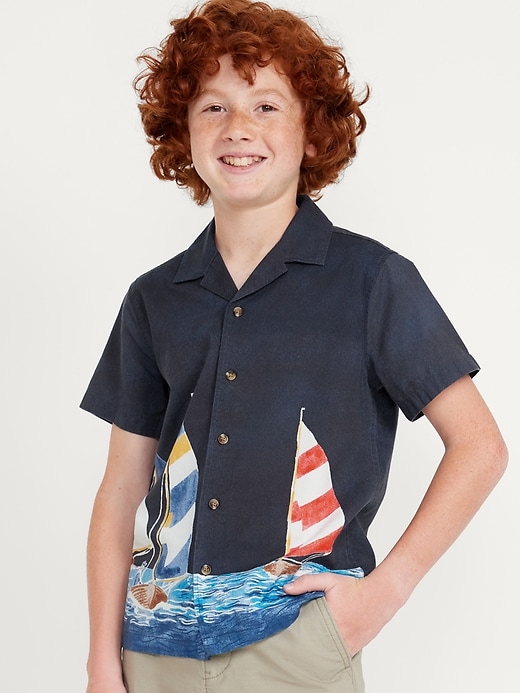 View large product image 1 of 3. Short-Sleeve Graphic Camp Shirt for Boys