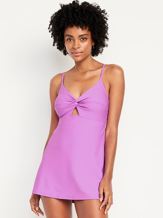 Image number 1 showing, Twist-Front Swim Dress