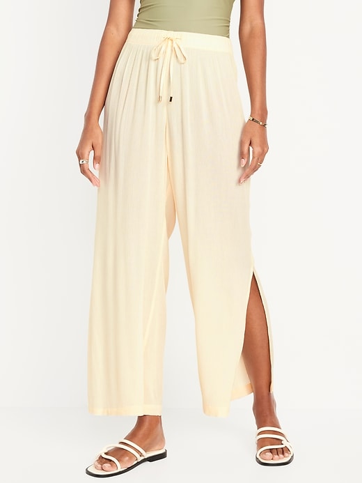 Image number 1 showing, High-Waisted Swim Cover-Up Pants