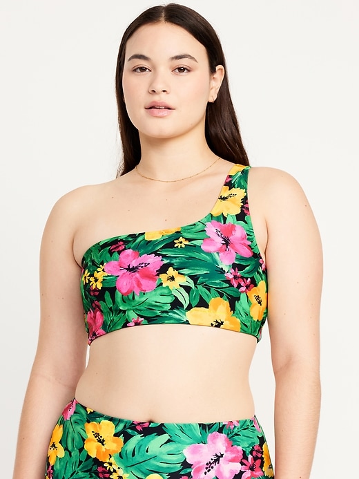 Image number 5 showing, Printed One-Shoulder Bikini Swim Top