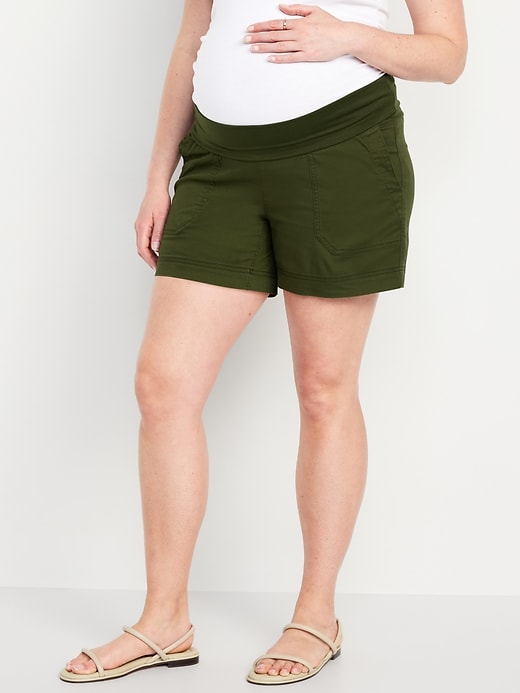 Image number 1 showing, Maternity Rollover-Waist OGC Chino Shorts -- 5-inch inseam