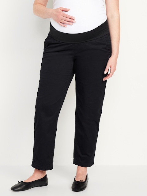 Maternity Rollover-Waist OGC Chino Pants - Black Jack