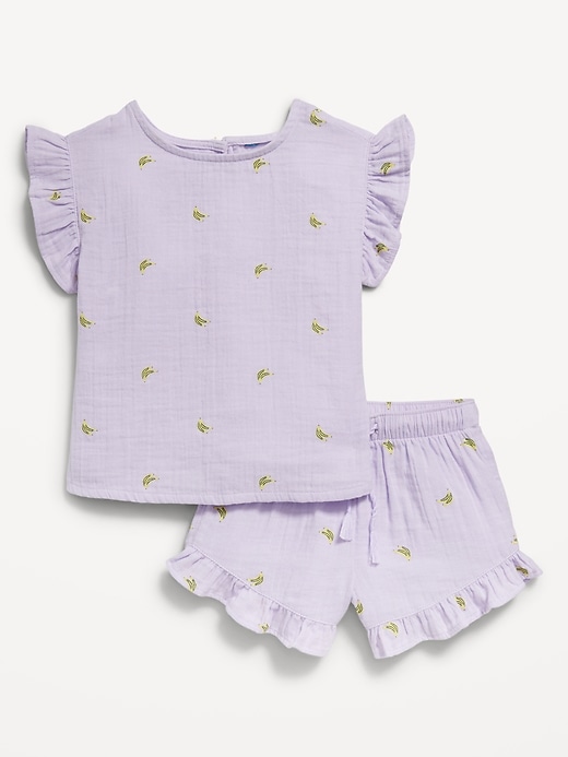 View large product image 1 of 2. Short-Sleeve Ruffled Top and Shorts Set for Toddler Girls