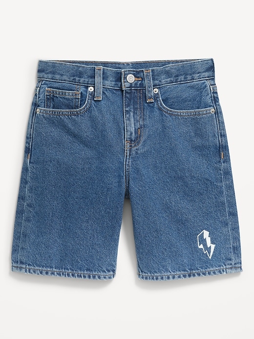 View large product image 1 of 2. Knee Length Baggy Non-Stretch Jean Shorts for Boys
