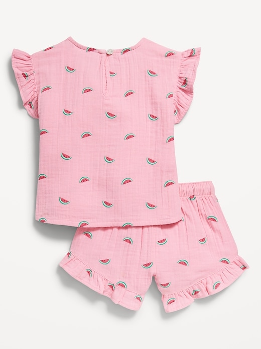 View large product image 2 of 5. Short-Sleeve Ruffled Top and Shorts Set for Toddler Girls