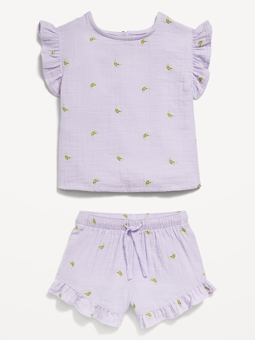 View large product image 2 of 2. Short-Sleeve Ruffled Top and Shorts Set for Toddler Girls
