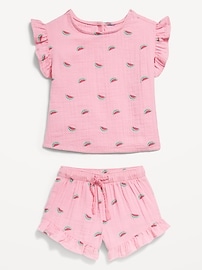 View large product image 3 of 5. Short-Sleeve Ruffled Top and Shorts Set for Toddler Girls