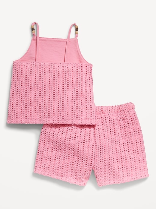 View large product image 2 of 3. Crochet-Knit Beaded Tank Top and Shorts Set for Toddler Girls