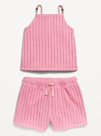View large product image 3 of 3. Crochet-Knit Beaded Tank Top and Shorts Set for Toddler Girls