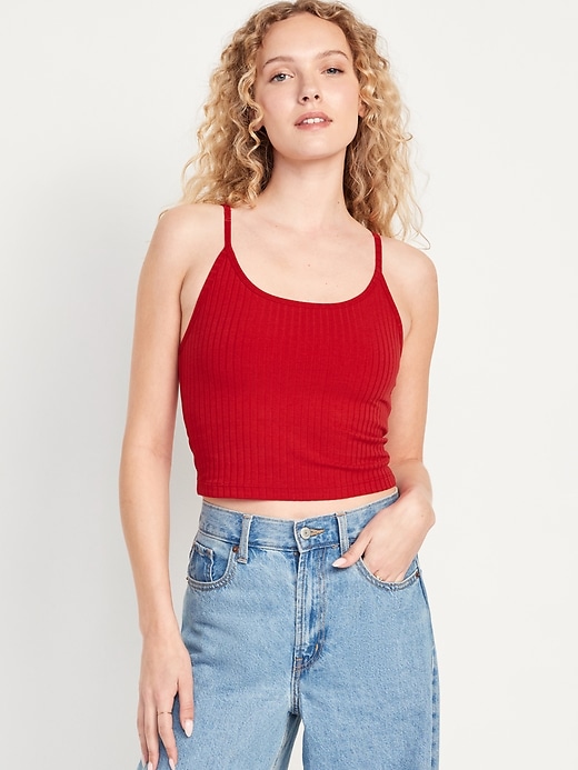 Image number 1 showing, Fitted Ultra-Crop Ribbed Cami