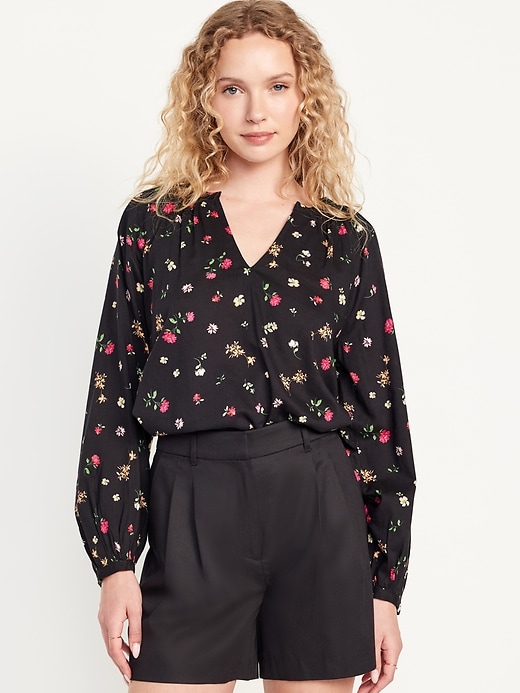 Image number 1 showing, Long-Sleeve Floral Top
