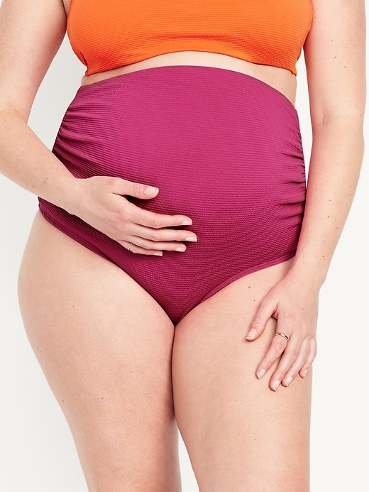 Image number 1 showing, Maternity High-Waisted Swim Bottoms