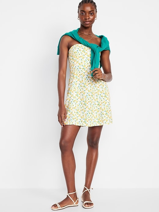 Image number 1 showing, Fit & Flare Linen-Blend Mini Dress