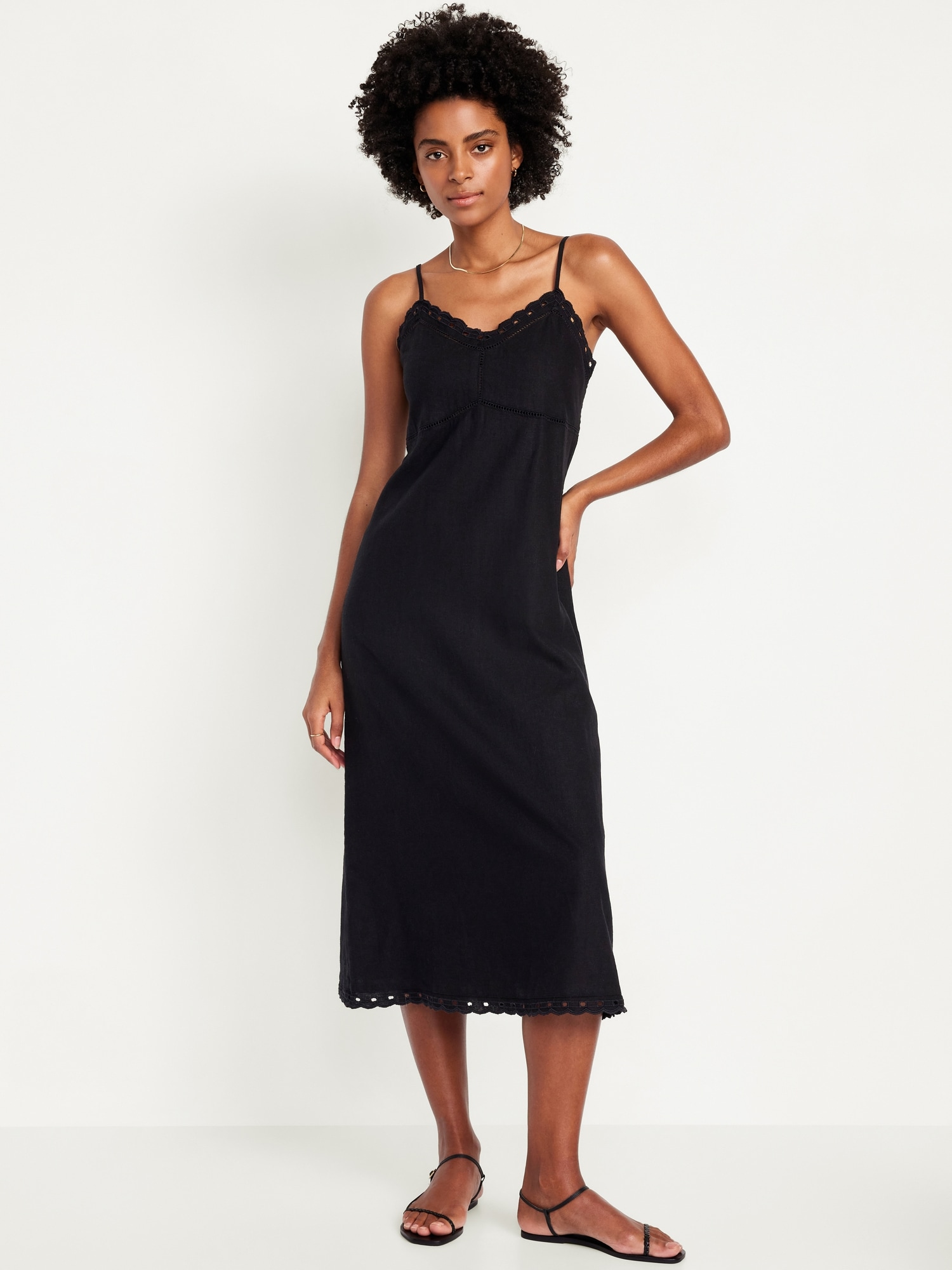 Linen-Blend Cami Midi Dress Hot Deal