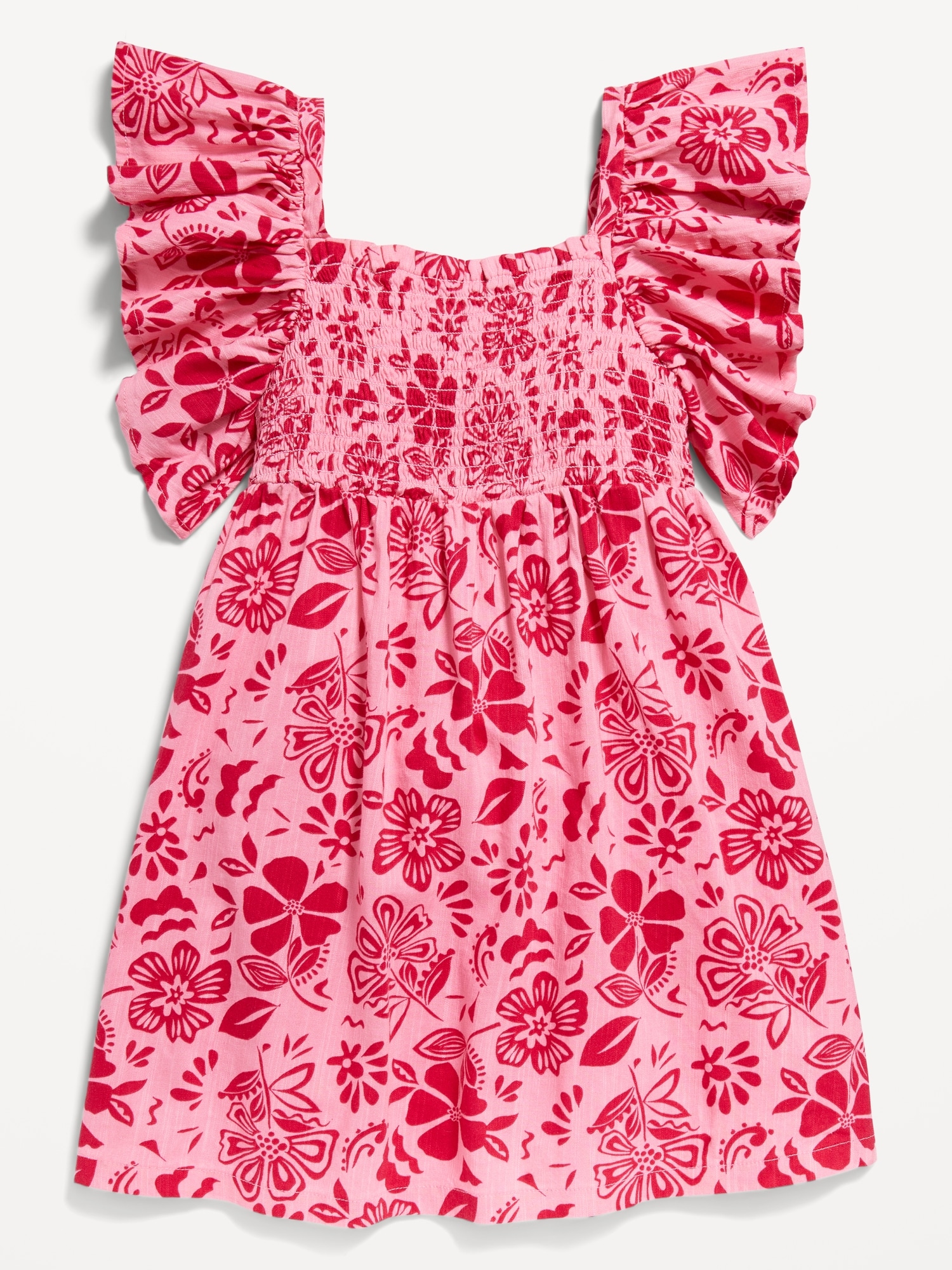 Textured Ruffle Short-Sleeve Smocked Dress for Toddler Girls