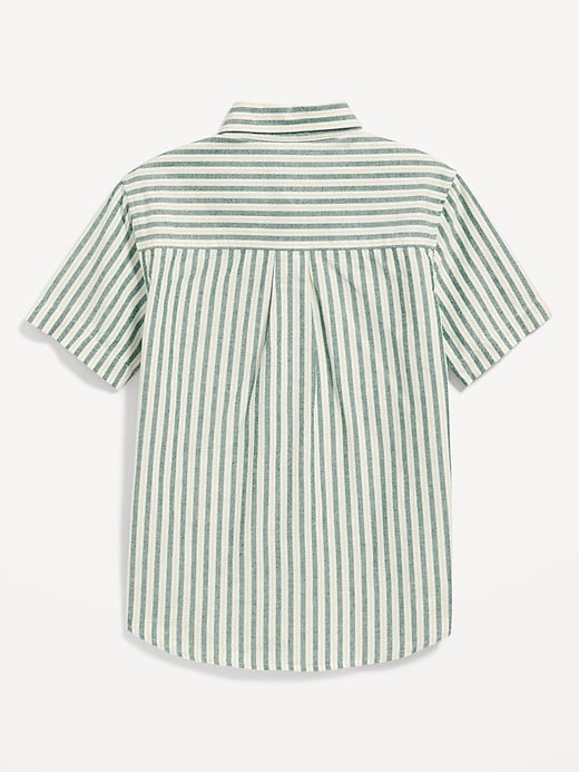 View large product image 2 of 2. Short-Sleeve Striped Oxford Shirt for Boys