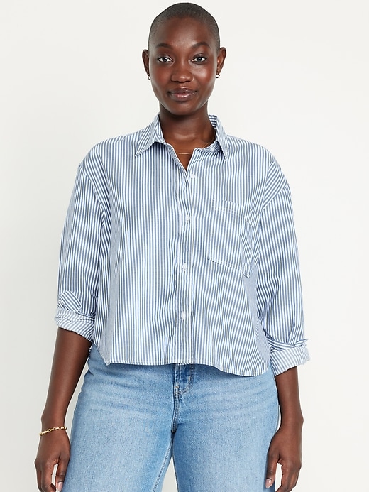 Image number 5 showing, Cropped Loose Button-Down Shirt