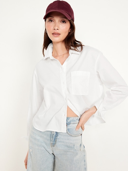 Image number 3 showing, Cropped Loose Button-Down Shirt