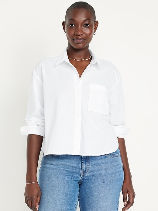 Image number 5 showing, Cropped Loose Button-Down Shirt