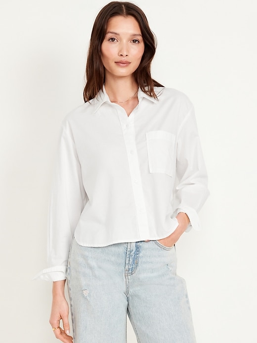 Image number 1 showing, Cropped Loose Button-Down Shirt