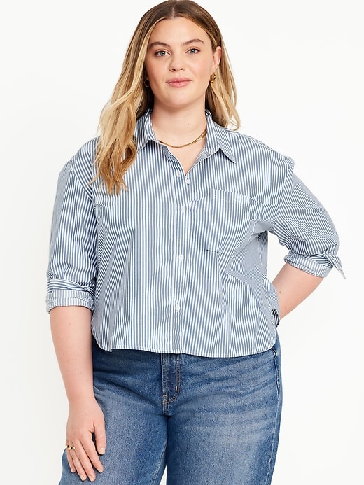 Image number 7 showing, Cropped Loose Button-Down Shirt