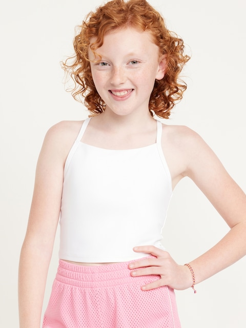 PowerSoft Longline Sports Bra for Girls - White Lilies