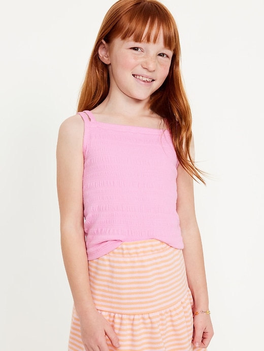 View large product image 1 of 3. Sleeveless Fitted Smocked Tank Top for Girls