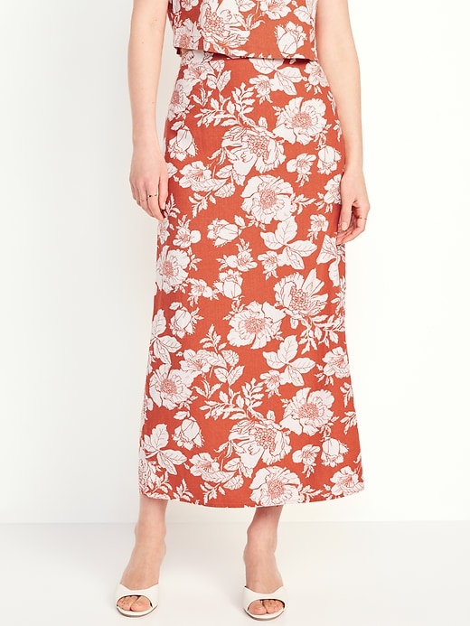 Image number 1 showing, High-Waisted Linen-Blend Maxi Skirt