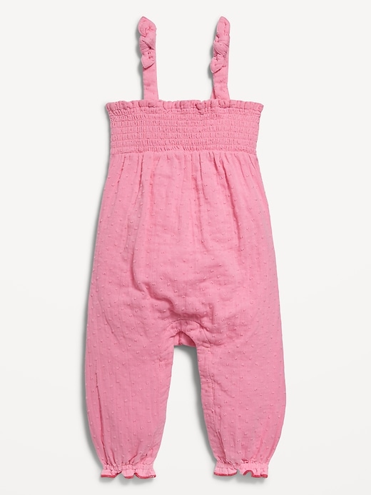 View large product image 1 of 2. Sleeveless Smocked Tie-Knot Jumpsuit for Baby