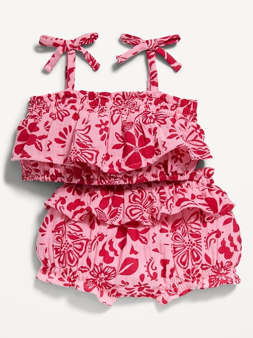 View large product image 1 of 1. Cami Tie-Knot Ruffled Top and Bloomer Shorts Set for Baby